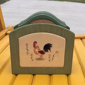 Rustic rooster design coasters